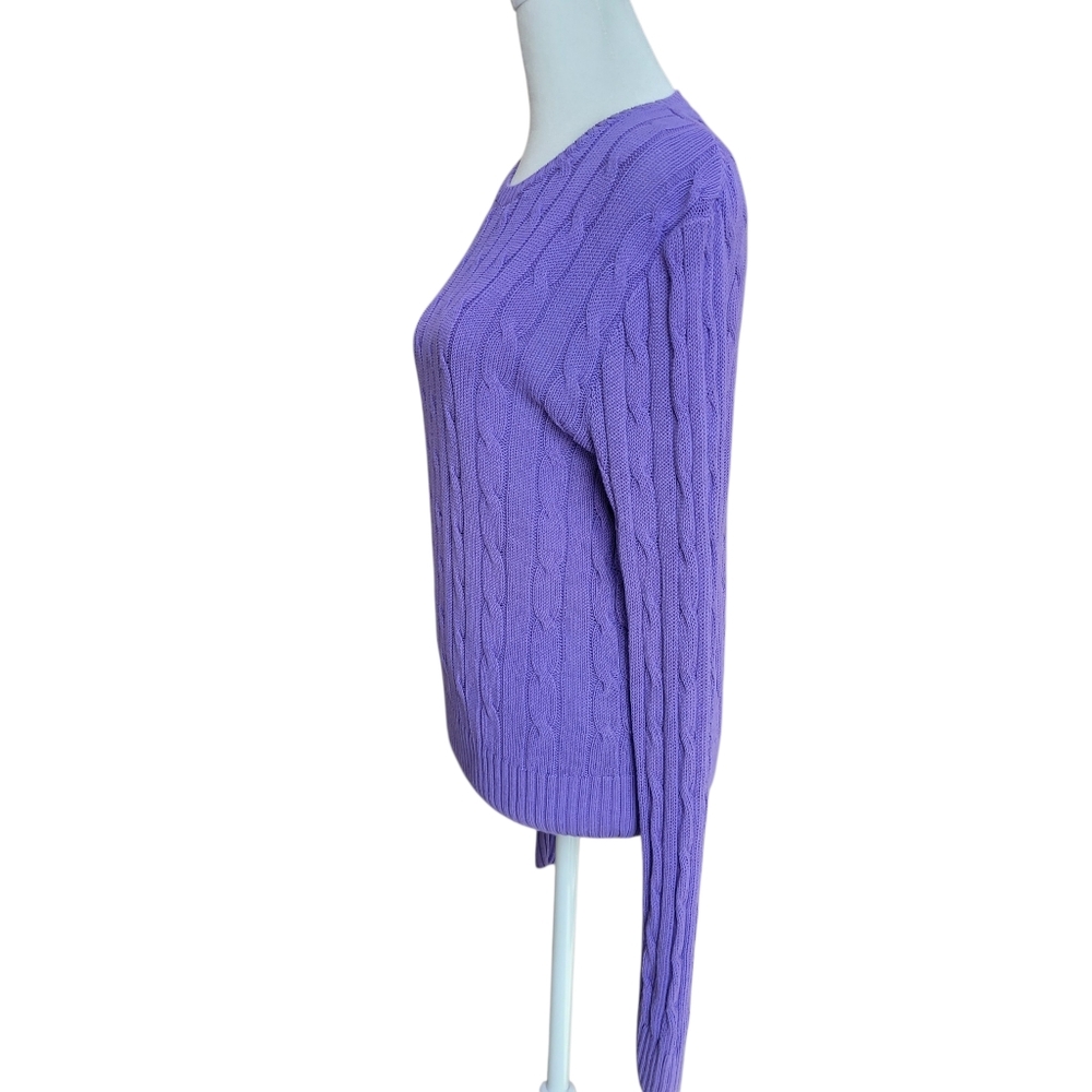 Polo Ralph Lauren Lavender Cable Knit Crewneck Women's Sweater Size L - Picture 3 of 10